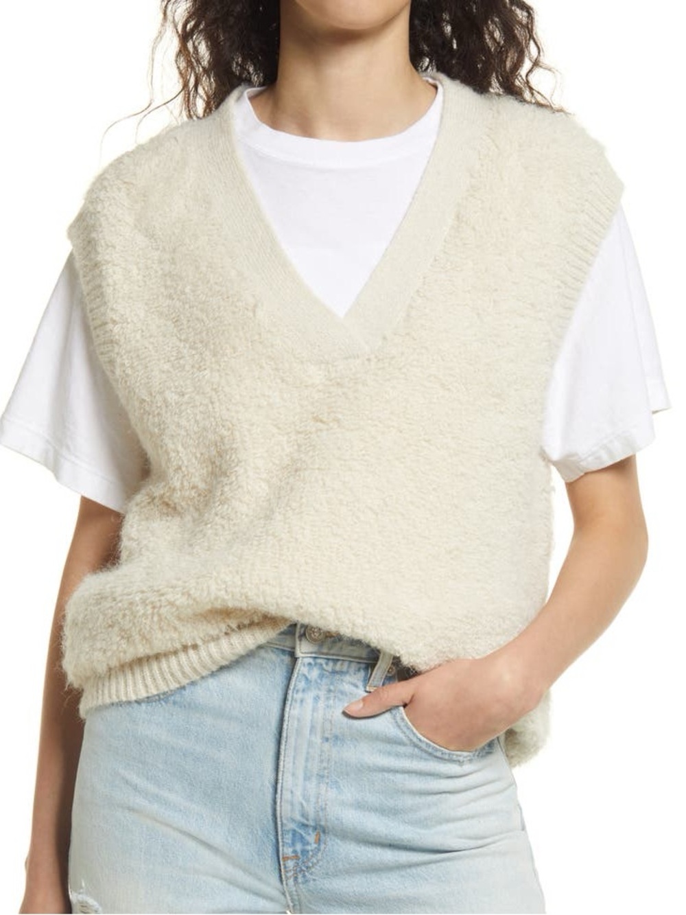 Vero Moda Cozy Cream V-Neck Sleeveless Sweater Vest